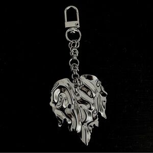 Handmade Chainmail Hammered Heart Stainless Steel Silver Keychain Bag Charm